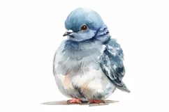 Cute Rock Pigeon bird Bird Baby Watercolor Handmade illus Product Image 3