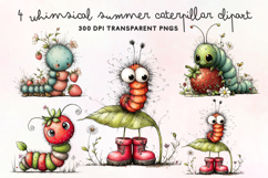 Whimsical Summer Caterpillar Clipart PNG Product Image 1