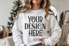 Christmas Gildan 18000 Sand Crewneck Sweatshirt Mockup Product Image 1