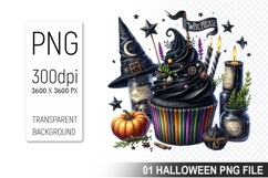 Halloween Witch Cupcake, Halloween Clipart PNG File Product Image 1
