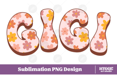 gigi Png Retro Flowers Mother&#039;s Day Floral Mom Sublimation Product Image 1