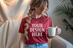 Christmas Bella Canvas 3001 Red Shirt Mockup ,Trandy mockup Product Image 1