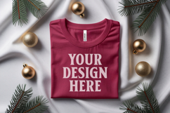 Christmas Bella Canvas 3001Red Folded Tshirt Mockup Product Image 1
