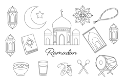 Ramadan Kareem Line Art Icons Collection Product Image 1