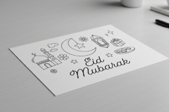 Festive Eid Mubarak Doodles with Islamic Elements Product Image 3