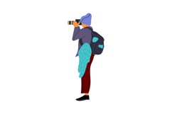 Photographer. Cartoon paparazzi taking picture. Side view of Product Image 1