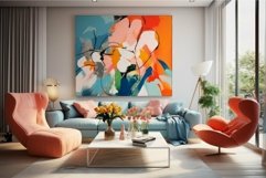Modern living room with vibrant abstract art Product Image 1