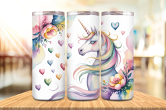 Valentine’s Day Cute Unicorn Tumbler Wrap PNG Big Bundle Product Image 5