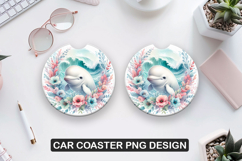 Dolphin Flower Car Coaster Sublimation| Animal Coaster PNG Product Image 1