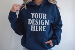 Navy Gildan 18500 Hoodie Mockup, G18000 Hoodie Model mockup Product Image 1