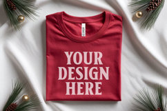 Christmas Bella Canvas 3001Red Folded Tshirt Mockup Product Image 1