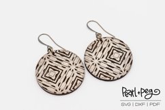Abstract Grunge Round Laser Engraved Earring Download Product Image 2