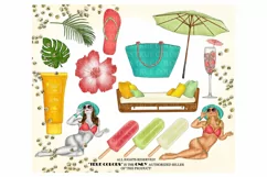 Summer Time ClipArt Tropical Woman Fashion Illustration Product Image 4