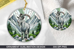 Cute Goat Stained Glass Ornament PNG, Sublimation PNG Design Product Image 1