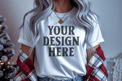 Christmas Bella Canvas 3001 White Shirt Mockup ,Trandy mock Product Image 1