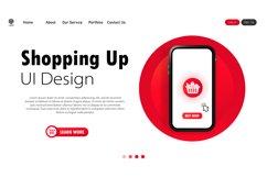 Shopping up banner. Online shopping on phone. Product Image 1