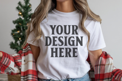 Christmas Bella Canvas 3001 White Shirt Mockup ,Trandy mock Product Image 1
