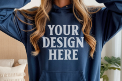 Navy Gildan 18500 Hoodie Sweatshirt Mockup, 185 mock-up Product Image 1