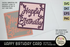 Floral Happy Birthday Card SVG - Birthday Card Cutting File Product Image 4