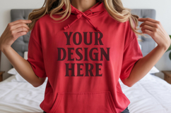 Red Gildan 18500 Hoodie Sweatshirt Mockup, 185 mock-up Product Image 1