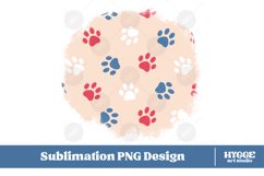 American 4th of July Cat Dog Paw Background Png Sublimation Product Image 1