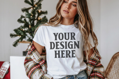 Christmas Bella Canvas 3001 White Shirt Mockup ,Trandy mock Product Image 1