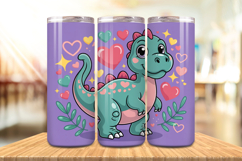 Valentine’s Day Cute Dinosaur Tumbler Wrap PNG Big Bundle Product Image 7