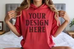 Red Gildan 18500 Hoodie Sweatshirt Mockup, 185 mock-up Product Image 1