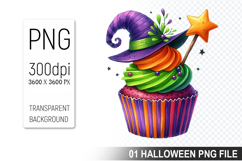 Halloween Witch Cupcake, Halloween Clipart PNG File Product Image 1