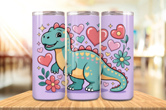 Valentine’s Day Cute Dinosaur Tumbler Wrap PNG Big Bundle Product Image 8