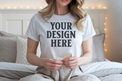 Bella Canvas 3001 White Christmas Shirt Mockup, Trandy Product Image 1