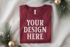 Christmas Bella Canvas 3001Red Folded Tshirt Mockup Product Image 1