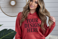 Red Gildan 18500 Hoodie Sweatshirt Mockup, 185 mock-up Product Image 1