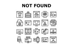 Not Found Web Page Collection Icons Set Vector Product Image 1