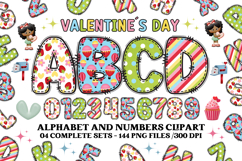 Valentine Alphabet Clip Art, valentines day letters doodle Product Image 1