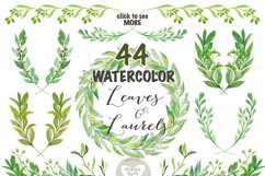 Watercolor Leaves, Laurel and Wreath clip arts Product Image 1