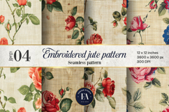 Embroidered Jute digital paper | Roses pattern Product Image 1