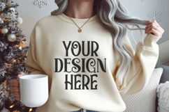 Christmas Gildan 18000 Sand Crewneck Sweatshirt Mockup Product Image 1