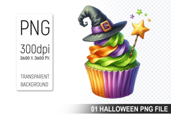 Halloween Witch Cupcake, Halloween Clipart PNG File Product Image 1
