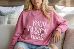 Heliconia Gildan 18000 Sweatshirt Mockup,G18000 Crewneck Product Image 1