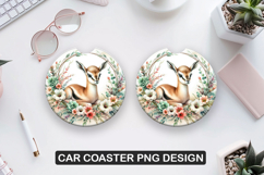 Cute Deer Car Coaster Sublimation| Animal Coaster PNG Product Image 1