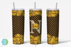 Sunflower Monogram Skinny Tumblers Alpha Sublimation Design Product Image 15