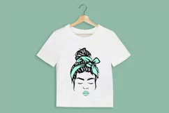 Messy bun svg, Girl with messy bun and glasses png Product Image 3