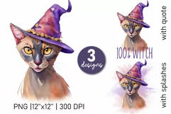Watercolor oriental cat halloween sublimation PNG Product Image 1