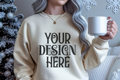 Christmas Gildan 18000 Sand Crewneck Sweatshirt Mockup Product Image 1