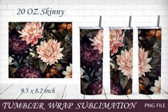 Peony flower tumbler wrap, Floral 20 oz skinny tumbler Product Image 1