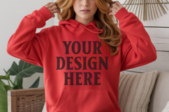 Red Gildan 18500 Hoodie Sweatshirt Mockup, 185 mock-up Product Image 1