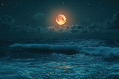 Full Moon Over The Ocean Background Wallpaper Product Image 1