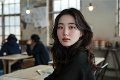 Young woman contemplating in a cafe Product Image 1