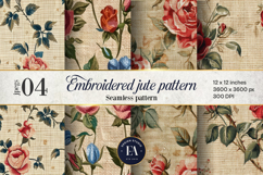 Embroidered Jute digital paper | Roses pattern Product Image 1